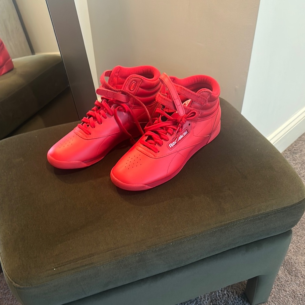 Reebok Red High-Top Sneakers with Padded Collar